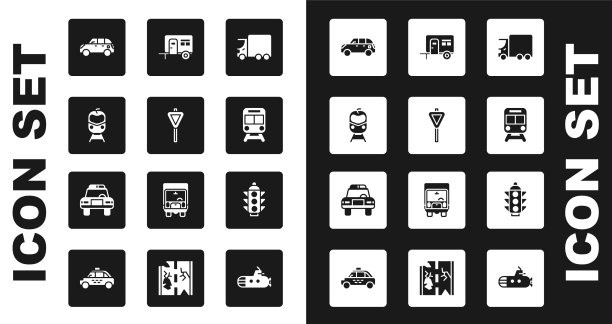 设置送货卡车道路交通路标图片下载