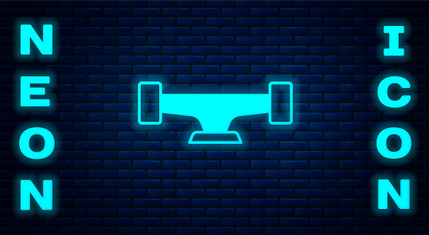 发光的霓虹灯滑板车轮图标孤立上图片下载