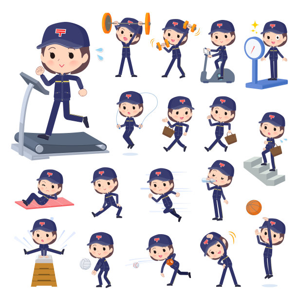 一组关于锻炼和运动的女邮差图片下载