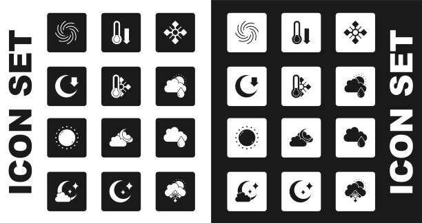 集雪花气象温度计月亮图片下载