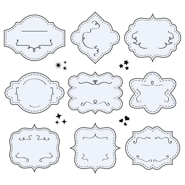 空白黑色轮廓复古和现代横幅集图片下载