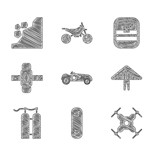 设置复古运动赛车滑板把戏图片下载