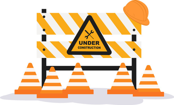 正在施工，标志工人暂停图片下载