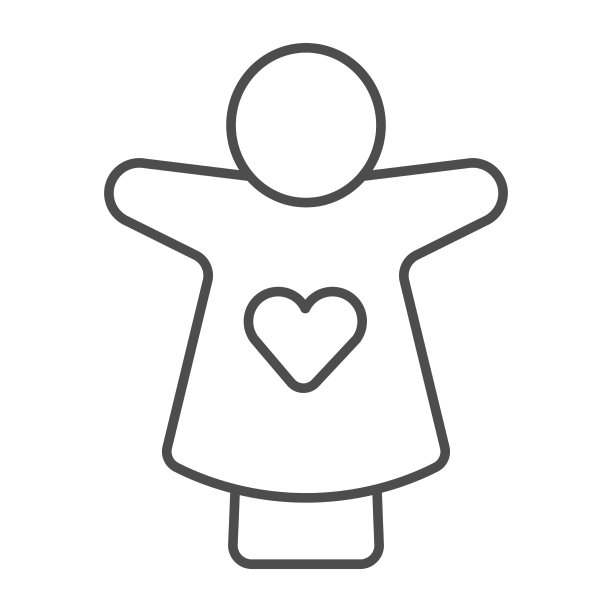 布偶娃娃手上有心形细线图标图片下载