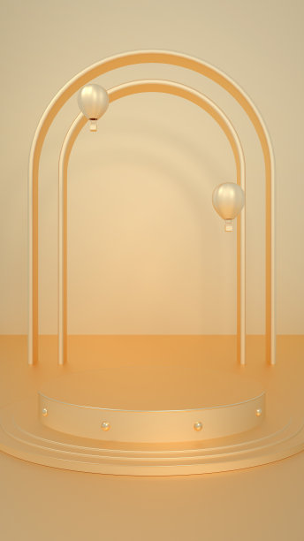 3D渲染金色创意产品展示展台场景背景图片下载