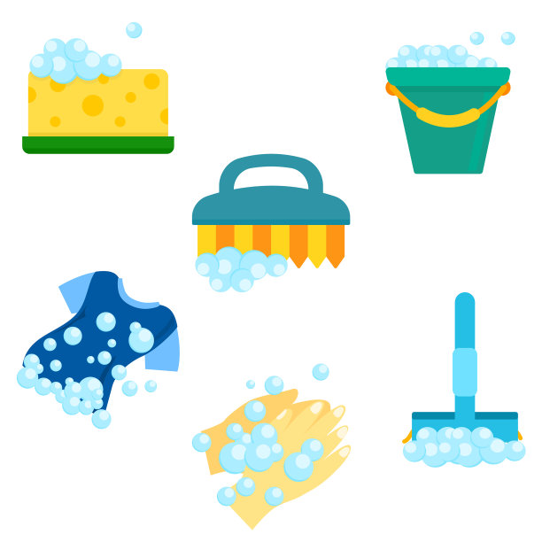 清洁工具泡沫肥皂图标设置图片下载