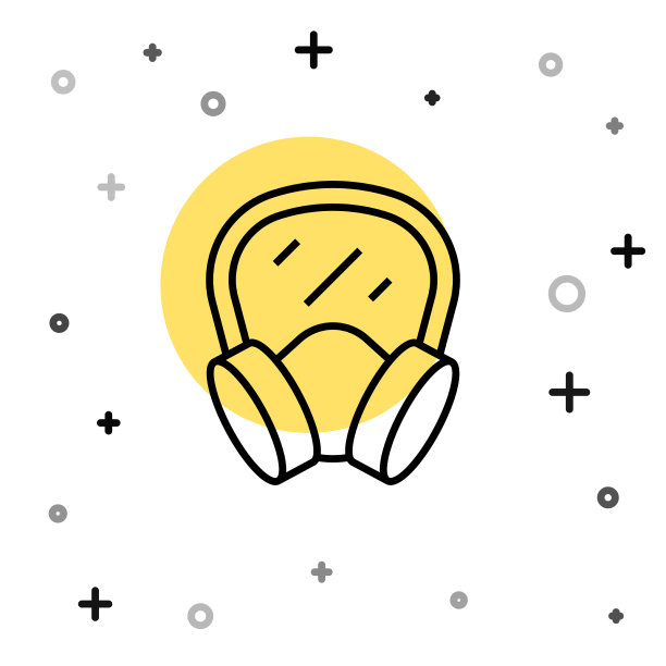 黑色线防毒面具图标隔离白色图片下载