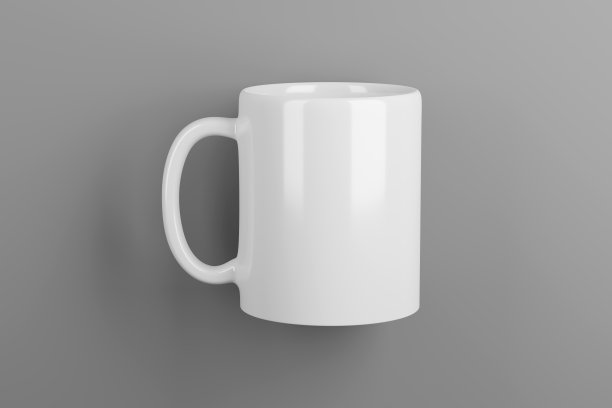 灰色背景上的空白白色马克杯模型。3 d渲染。图片下载