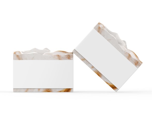 手工制作有机肥皂与空白标签，手工天然肥皂与袖子模拟设计和品牌，3d插图图片下载