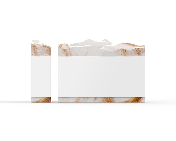 手工制作有机肥皂与空白标签，手工天然肥皂与袖子模拟设计和品牌，3d插图图片下载