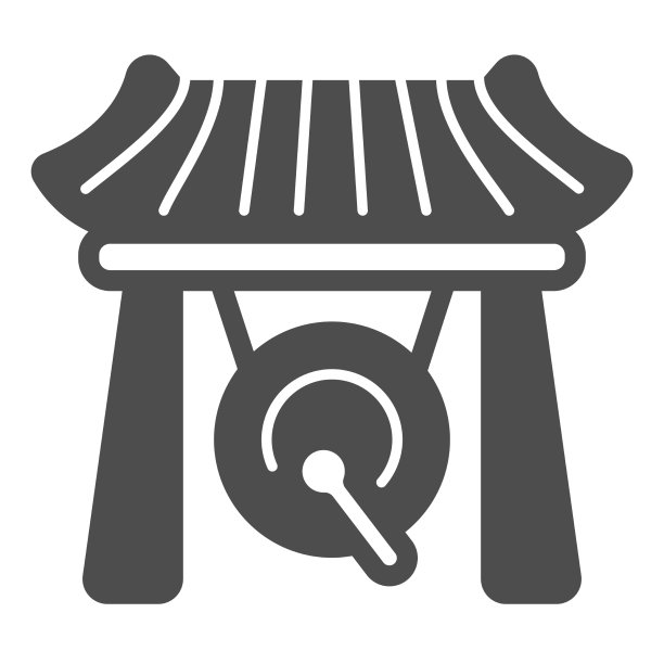 日本凉亭铜锣和木质屋顶坚实的图标图片下载