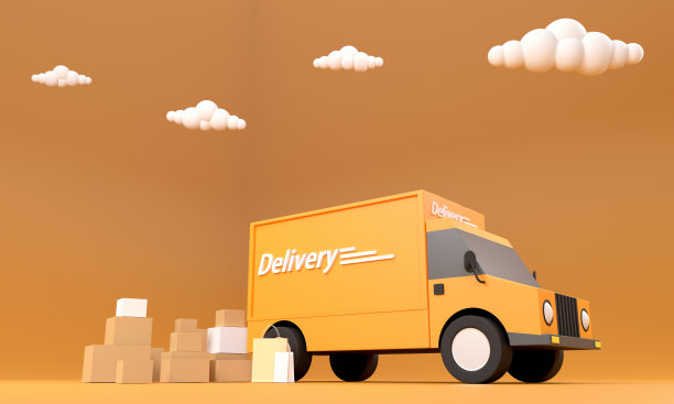 商业送货卡车为网上购物准备发送给客户巩固速度和运输服务用广角镜头拍照。图片下载
