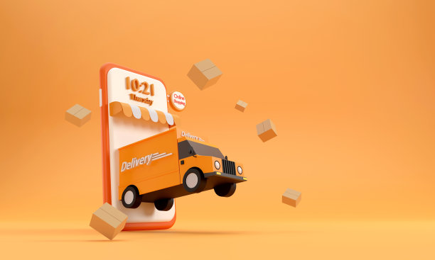 手机送货车在线购物快速送货服务图片下载