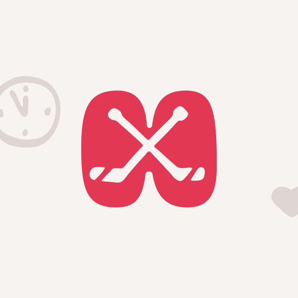 字母h标志与曲棍球棍为圣诞节图片下载