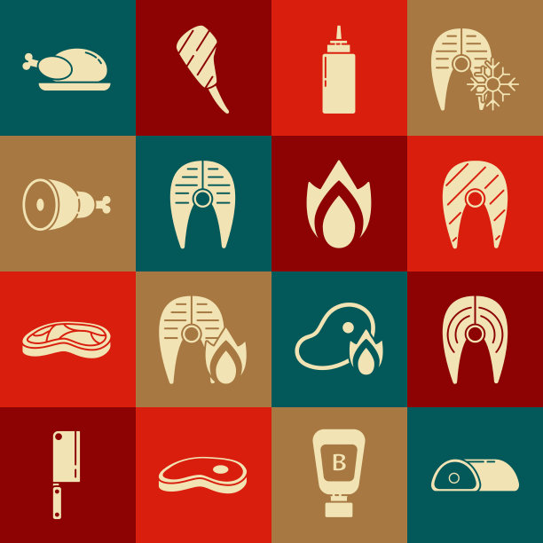 套餐肉，鱼，牛排，酱，瓶，鸡腿图片下载