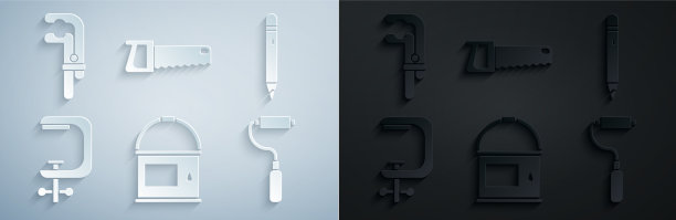 把油漆桶铅笔和橡皮夹放在一起图片下载