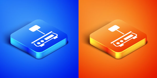 等距电子秤图标孤立在蓝色图片下载