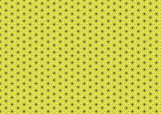 插图传统的日本叶图案背景在黑色和黄色图片下载