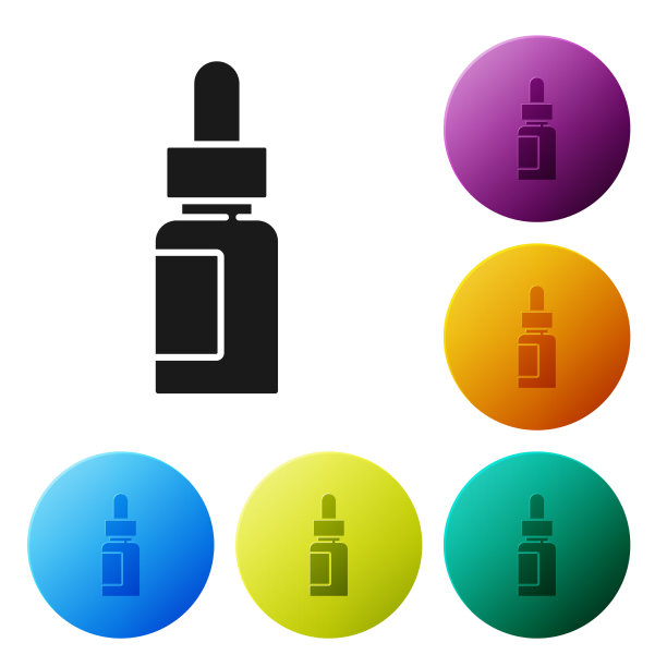 黑色精油瓶图标隔离在白色图片下载