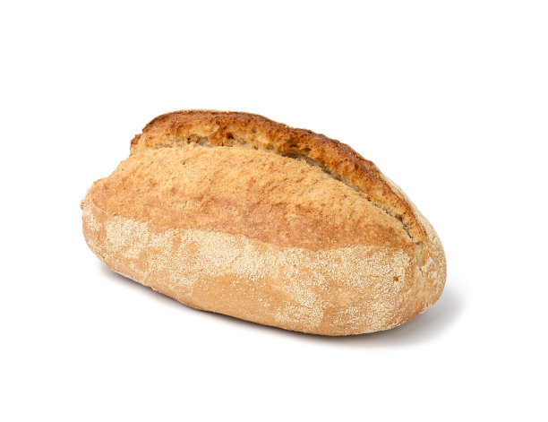 用白面粉做成的长方形烤面包，放在白色的盘子里图片下载