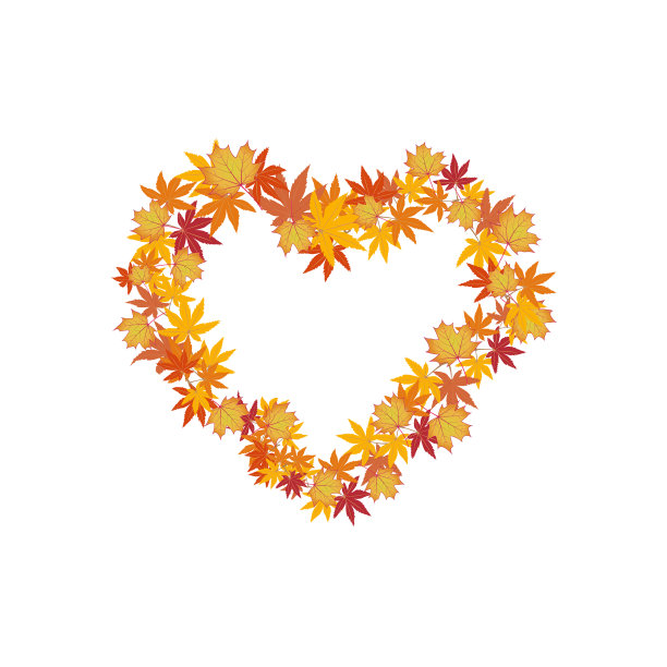 心的形状从落叶图片下载
