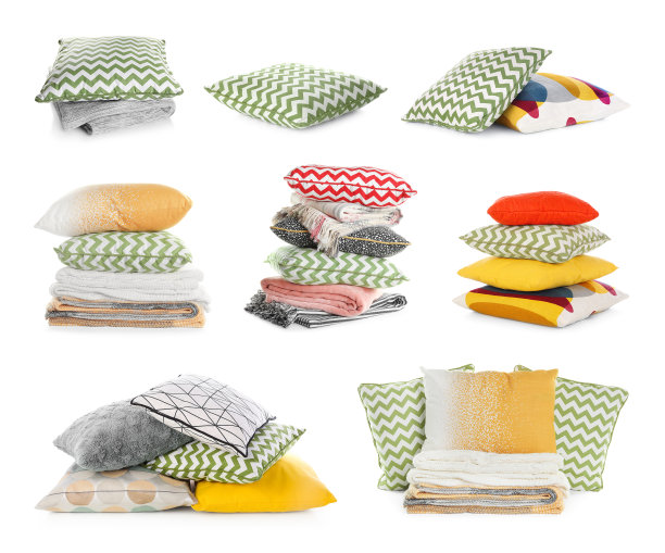 在白色背景上设置不同的枕头图片下载