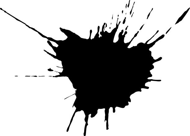 黑色墨水水彩滴在白色背景。图片下载