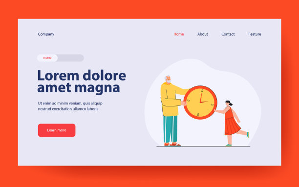 爷爷和小女孩拿着巨大的手表图片下载