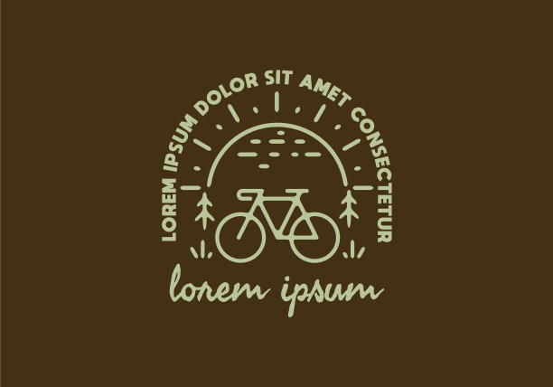 自行车和太阳线艺术与lorem ipsum文本图片下载