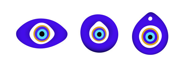 蓝色东方邪眼符号护身符平面风格设计矢量插图。图片下载
