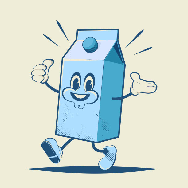 复古卡通插图的牛奶盒图片下载