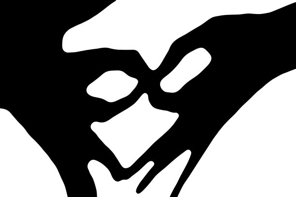 一个幽灵的影子。阴影创建的手白色孤立的背景。抽象的背景图片下载