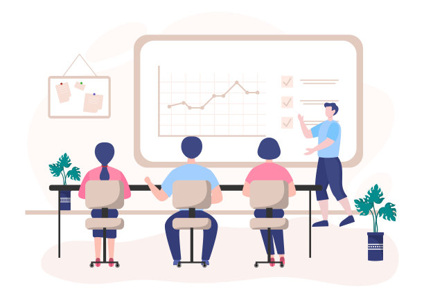 销售团队与金融业务增长发展的人员工作和头脑风暴。分析公司信息矢量插图图片下载