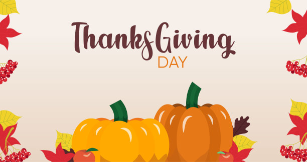 南瓜，秋天的树叶和浆果感恩节设计图片下载