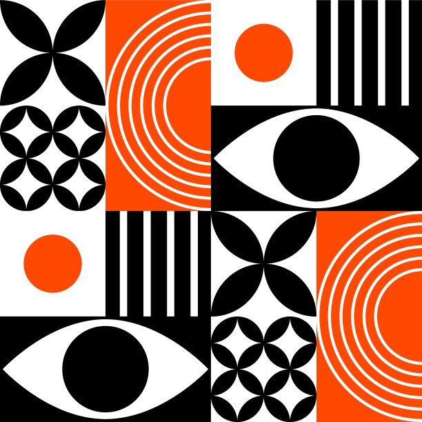 几何日本风格的向量模式与眼睛图片下载