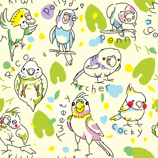 无缝热带背景与鹦鹉图片下载