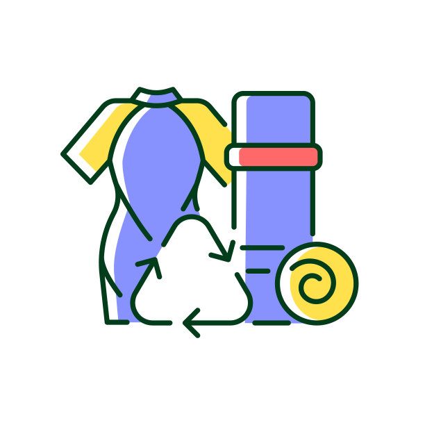 瑜伽垫从回收的潜水服RGB颜色图标图片下载