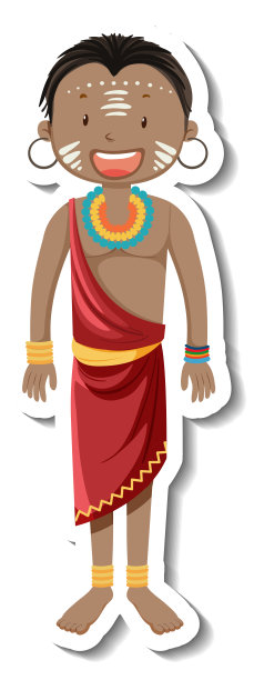 非洲部落人卡通人物贴纸图片下载