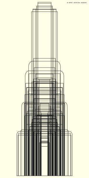 抽象的矩形和线条图案。 绘图保持在大纲，以便更好的编辑和设计选项。 柔和的黄色背景图片下载