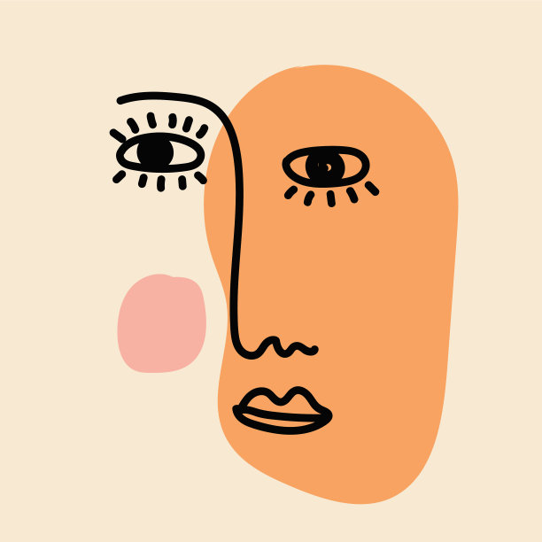 一套手画的脸形状和涂鸦的对象图片下载