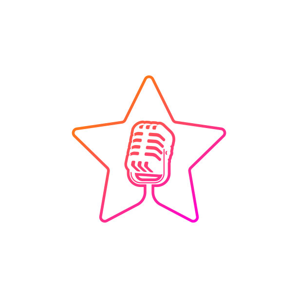 歌手明星图标模板。麦克风剪影内星。领导图标，歌曲比赛，事件，卡拉ok，播客图片下载