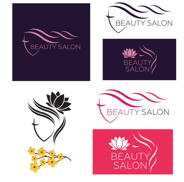 为美发沙龙，美容沙龙，化妆品的美丽的女人向量标志模板。漂亮的女人向量图片下载