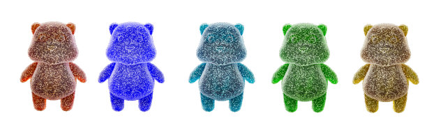 五颜六色的果冻豆熊孤立在白色的背景上。果冻产生水果软糖。小熊软糖，3d渲染图片下载