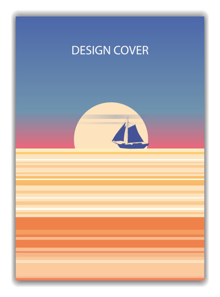 为书，笔记本，传单，横幅，海报，卡片的封面背景设计模板。抽象海景海景日落景观极简风格。矢量图图片下载