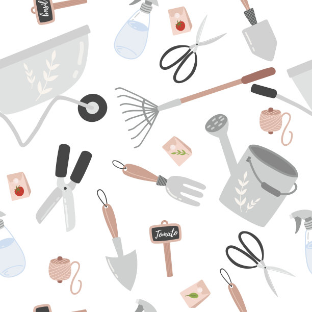 园艺无缝模式。花园矢量图图片下载