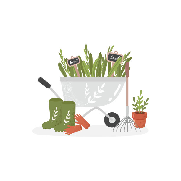 园艺的概念。花园工具。色彩斑斓的矢量图图片下载