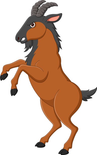 卡通滑稽生气的山羊站着图片下载