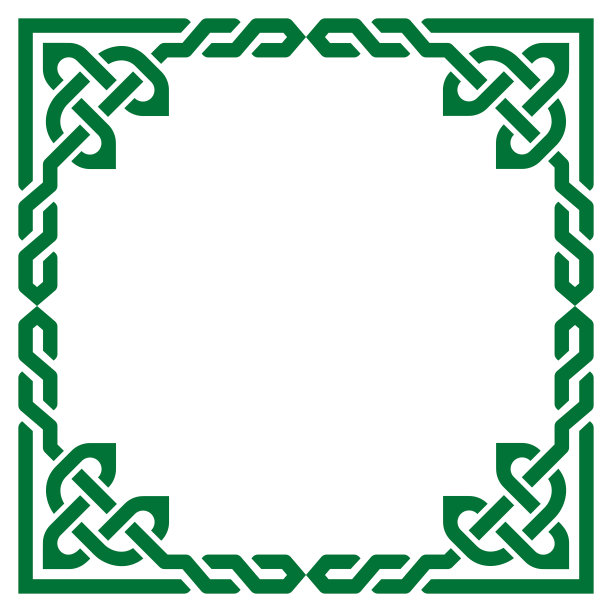 凯尔特矢量编织绿色框架设计，爱尔兰传统的方形边界完美的贺卡或邀请图片下载
