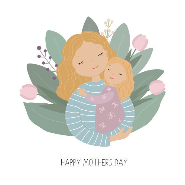 母亲节快乐母女相拥图片下载