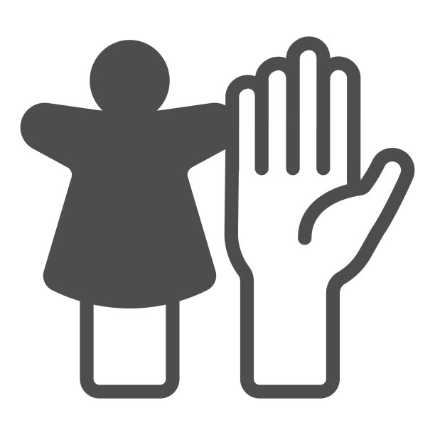 布偶娃娃和手掌的立体图标图片下载